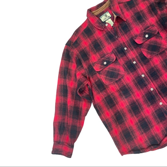 VINTAGE 1990’s FIELD & STREAM CORDUROY TRIMMED PLAID FLANNEL LONG SLEEVE SHIRT - Picture 3 of 12